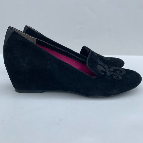 Hush Puppies Black Monogram Smoking Slippers Heels Pumps Leather Slip On 11 43 - Picture 3 of 10